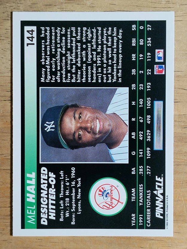 1992 Pinnacle #144 Mel Hall