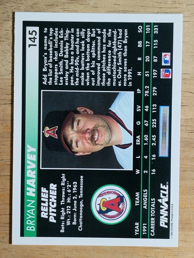 1992 Pinnacle #145 Bryan Harvey