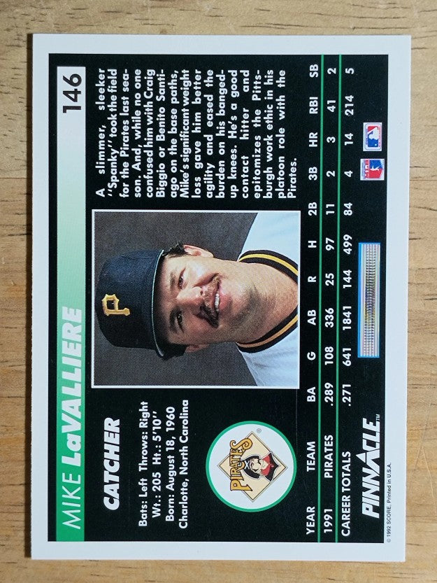 1992 Pinnacle #146 Mike LaValliere