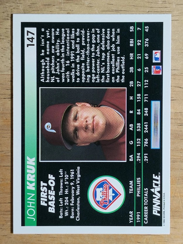 1992 Pinnacle #147 John Kruk