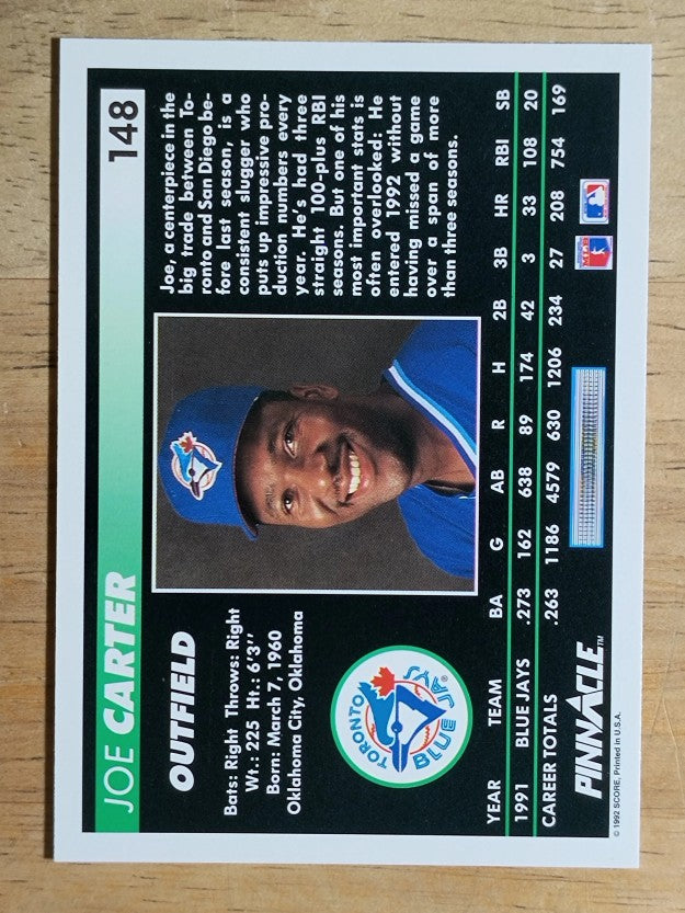 1992 Pinnacle #148 Joe Carter