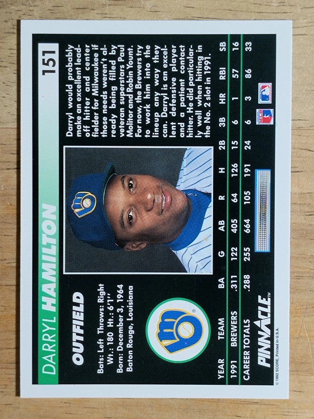 1992 Pinnacle #151 Darryl Hamilton