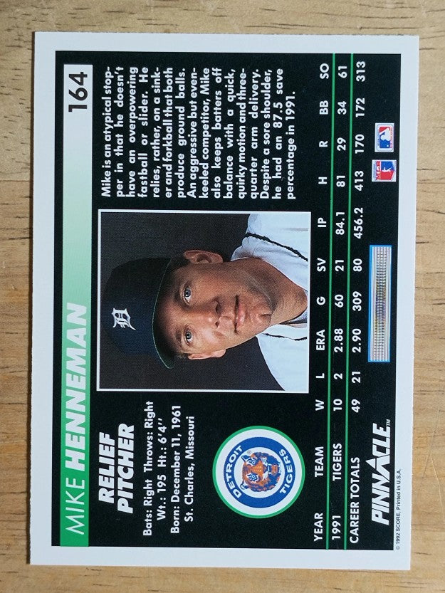 1992 Pinnacle #164 Mike Henneman