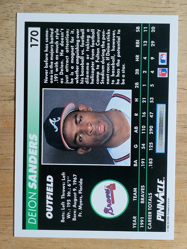 1992 Pinnacle #170 Deion Sanders