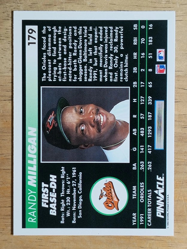 1992 Pinnacle #179 Randy Milligan