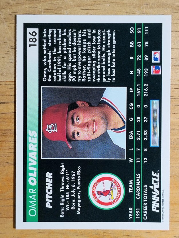 1992 Pinnacle #186 Omar Olivares
