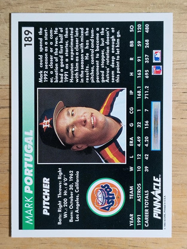 1992 Pinnacle #189 Mark Portugal