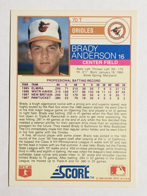 1988 Score Rookie/Traded #70T Brady Anderson XRC