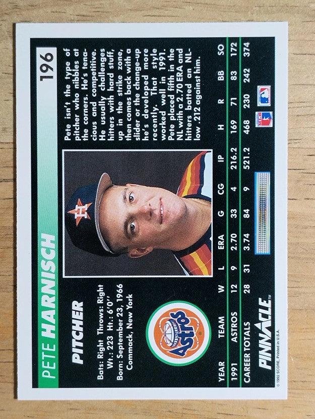 1992 Pinnacle #196 Pete Harnisch