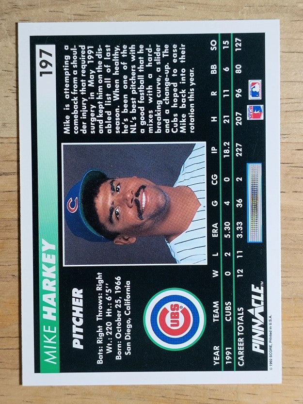 1992 Pinnacle #197 Mike Harkey