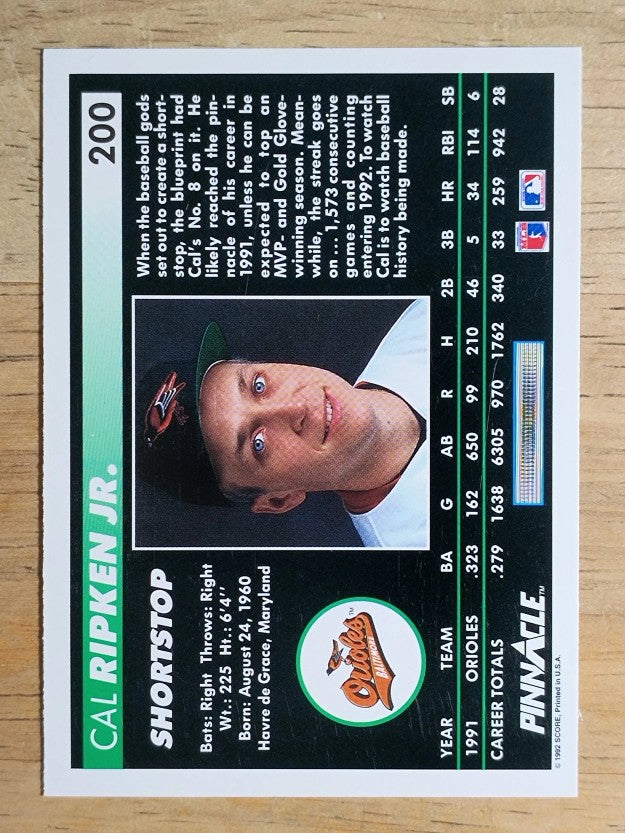 1992 Pinnacle #200 Cal Ripken