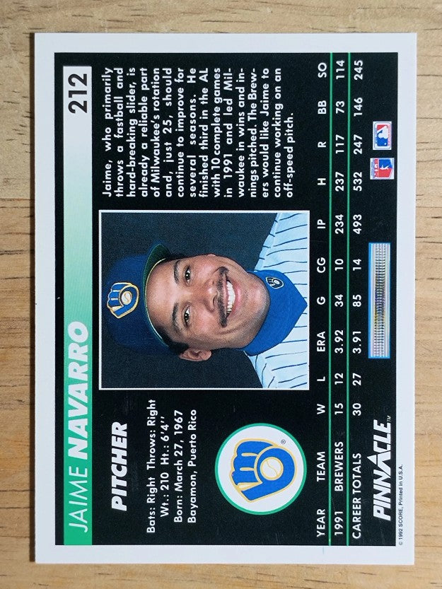 1992 Pinnacle #212 Jaime Navarro