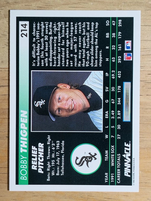 1992 Pinnacle #214 Bobby Thigpen