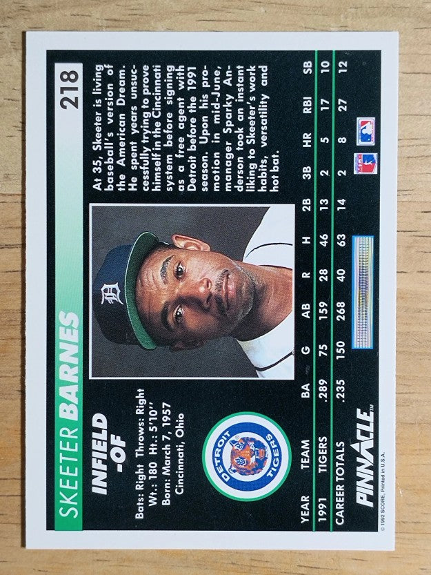 1992 Pinnacle #218 Skeeter Barnes