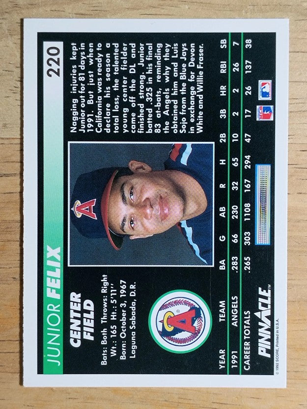 1992 Pinnacle #220 Junior Felix