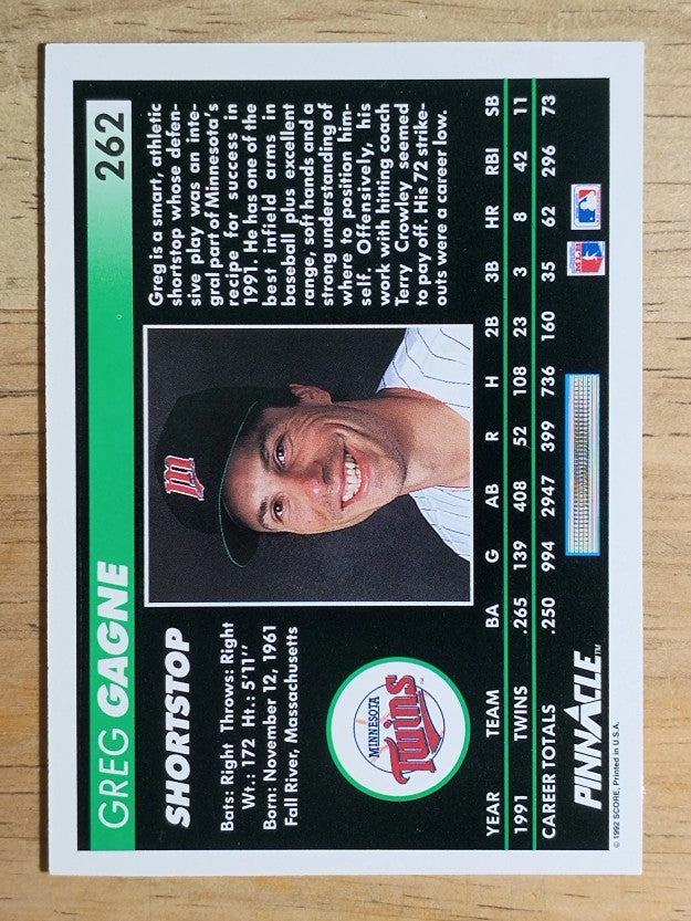 1992 Pinnacle #262 Greg Gagne