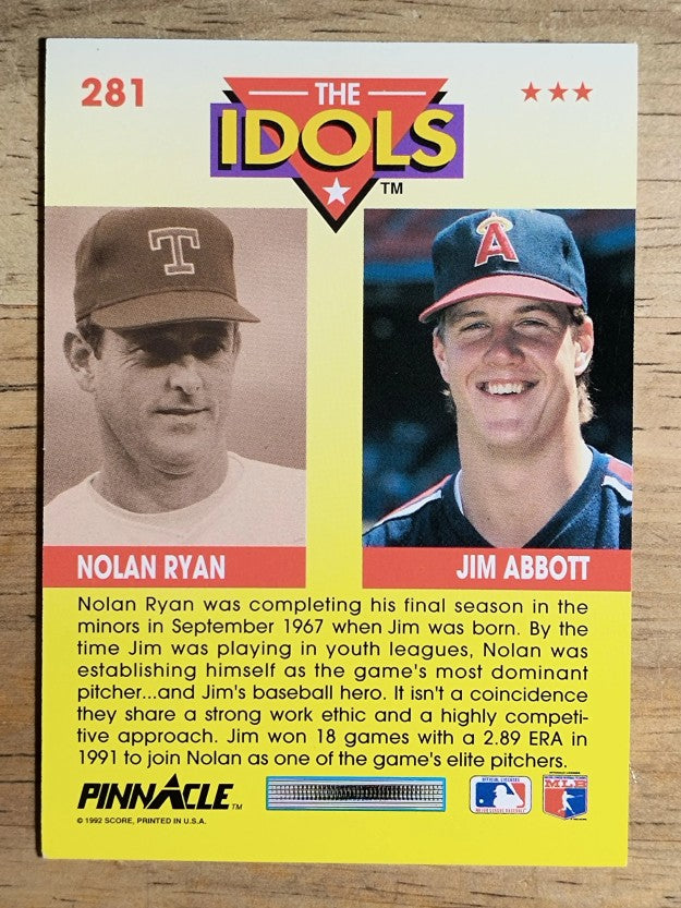 1992 Pinnacle #281 Jim Abbott I/Nolan Ryan