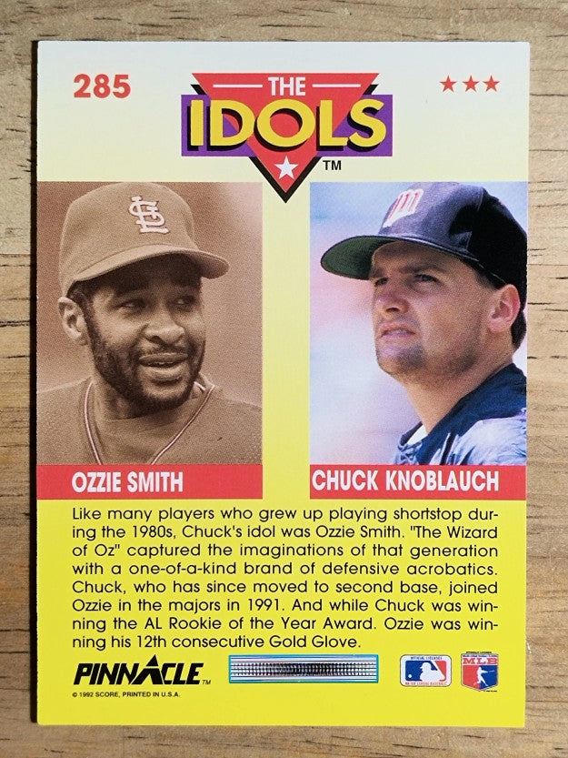 1992 Pinnacle #285 Chuck Knoblauch I/Ozzie Smith