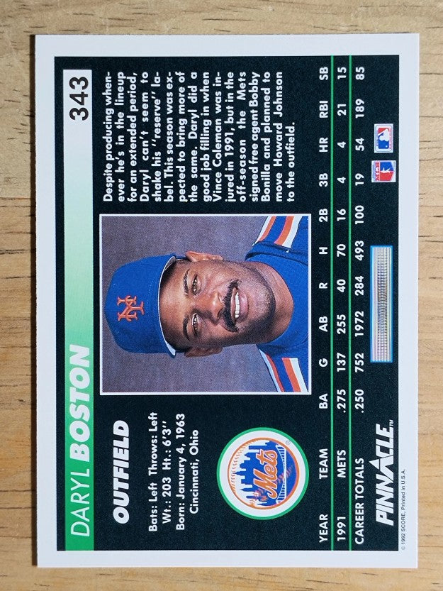 1992 Pinnacle #343 Daryl Boston