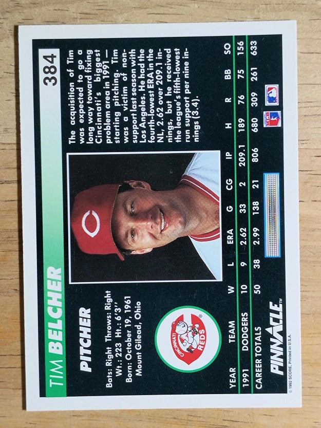 1992 Pinnacle #384 Tim Belcher