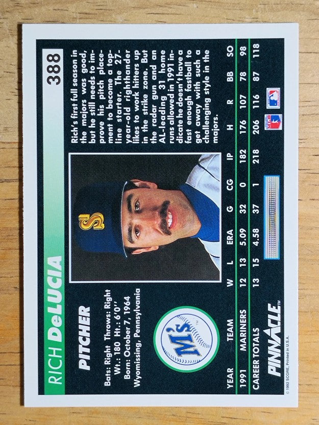 1992 Pinnacle #388 Rich DeLucia