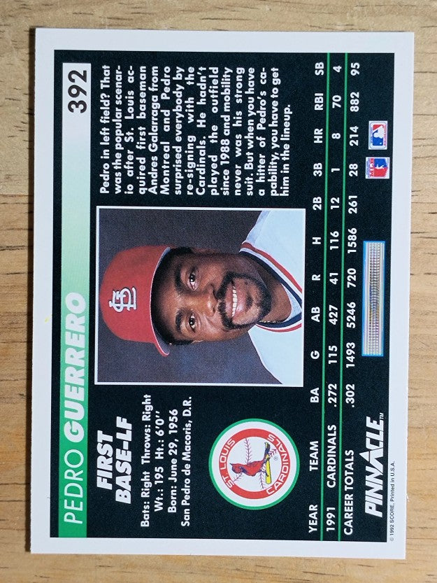 1992 Pinnacle #392 Pedro Guerrero