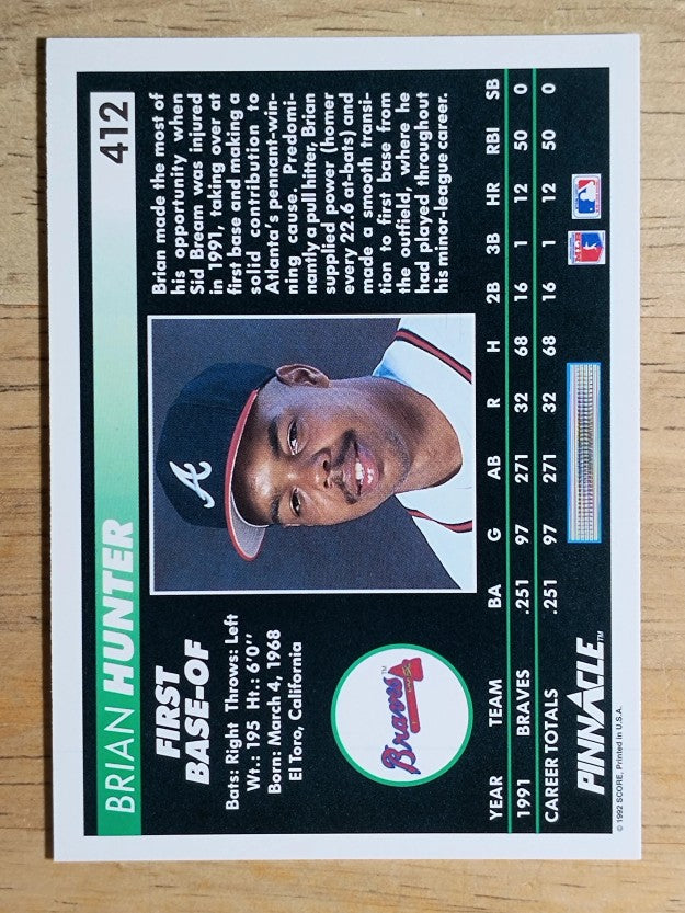 1992 Pinnacle #412 Brian Hunter