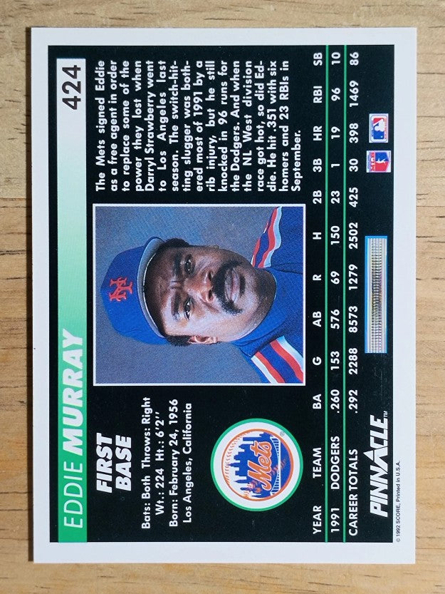 1992 Pinnacle #424 Eddie Murray