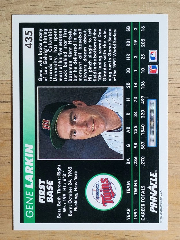 1992 Pinnacle #435 Gene Larkin