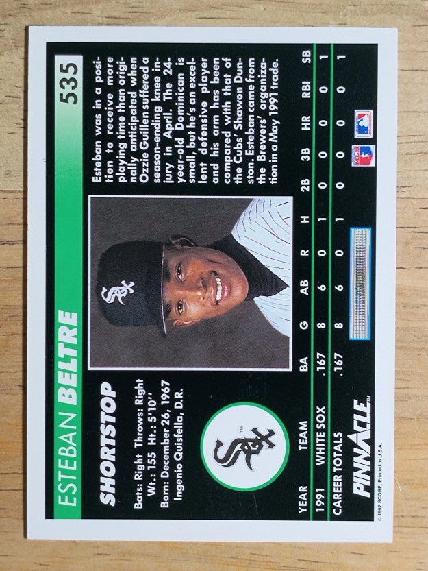 1992 Pinnacle #535 Esteban Beltre