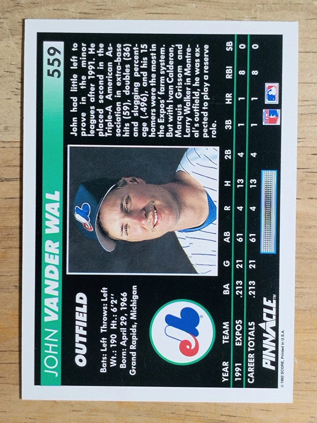 1992 Pinnacle #559 John Vander Wal