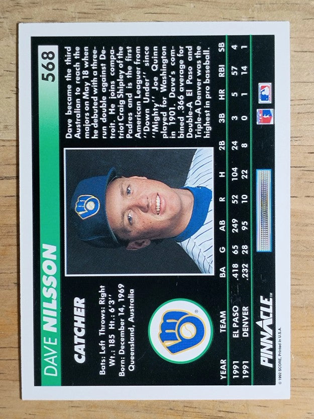 1992 Pinnacle #568 Dave Nilsson