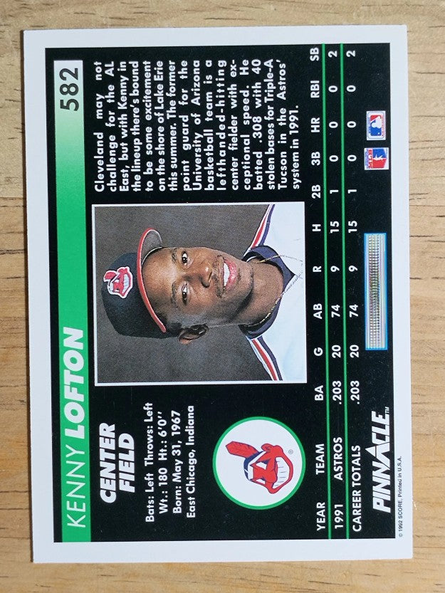 1992 Pinnacle #582 Kenny Lofton