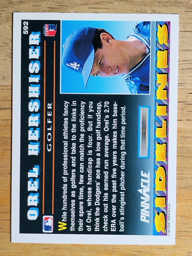 1992 Pinnacle #592 Orel Hershiser SIDE