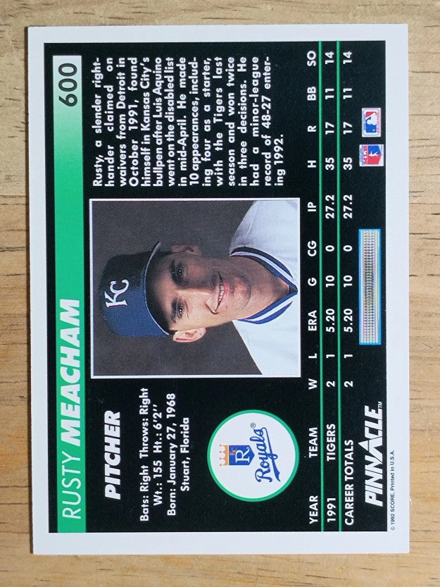 1992 Pinnacle #600 Rusty Meacham
