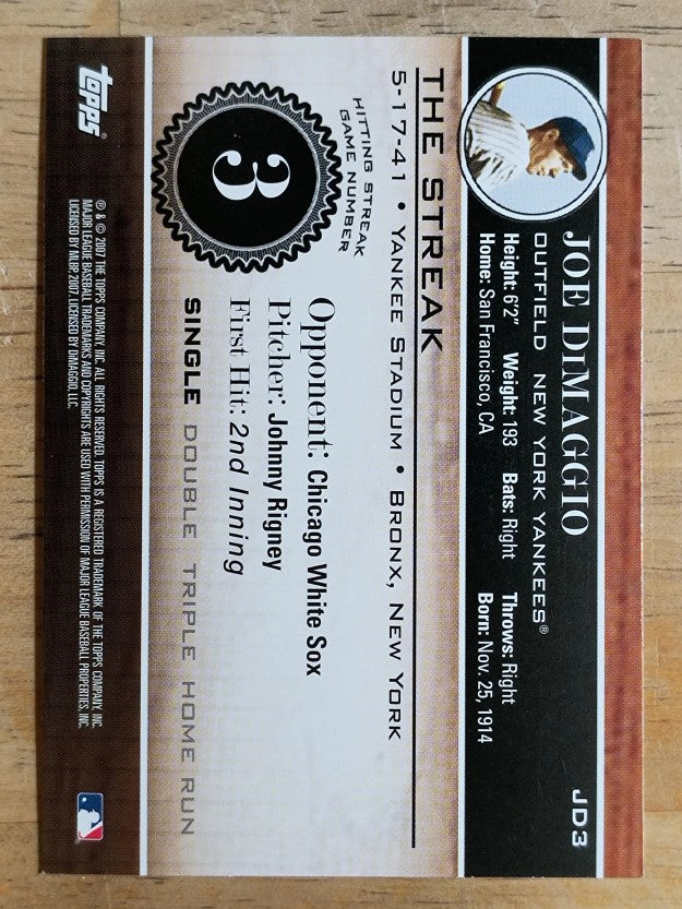 2007 Topps DiMaggio Streak #JD3 Joe DiMaggio