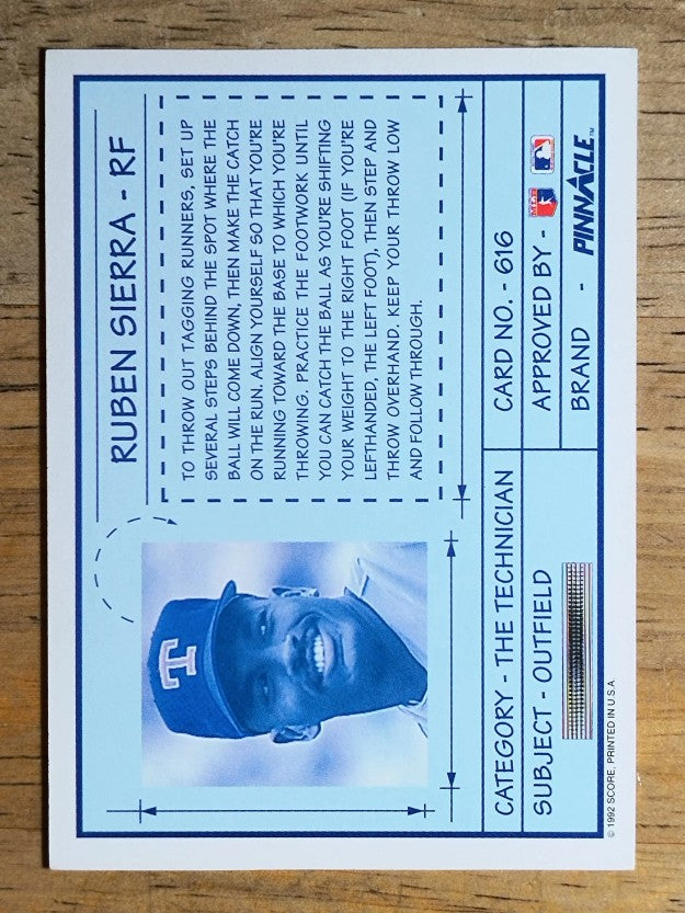 1992 Pinnacle #616 Ruben Sierra TECH