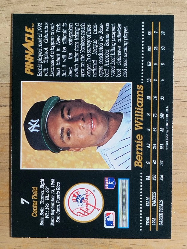 1993 Pinnacle #7 Bernie Williams