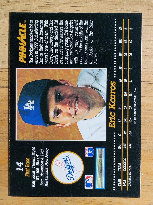 1993 Pinnacle #14 Eric Karros