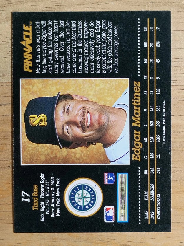 1993 Pinnacle #17 Edgar Martinez