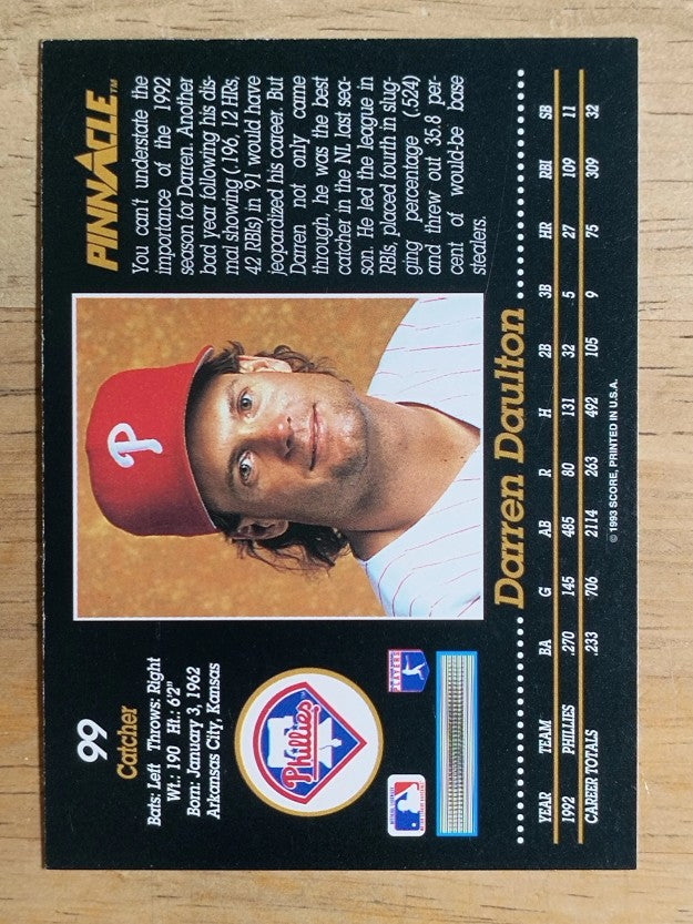 1993 Pinnacle #99 Darren Daulton