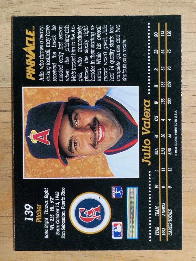 1993 Pinnacle #139 Julio Valera