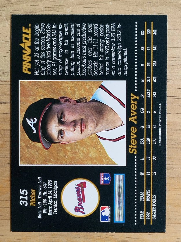 1993 Pinnacle #315 Steve Avery