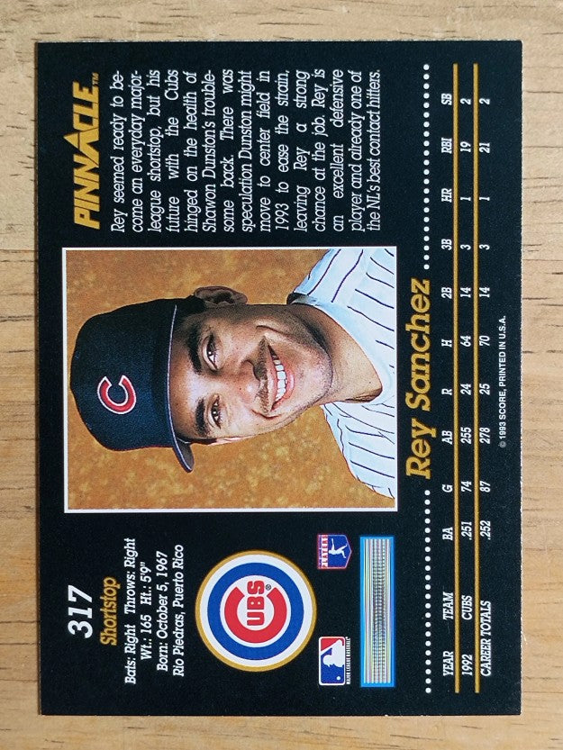 1993 Pinnacle #317 Rey Sanchez