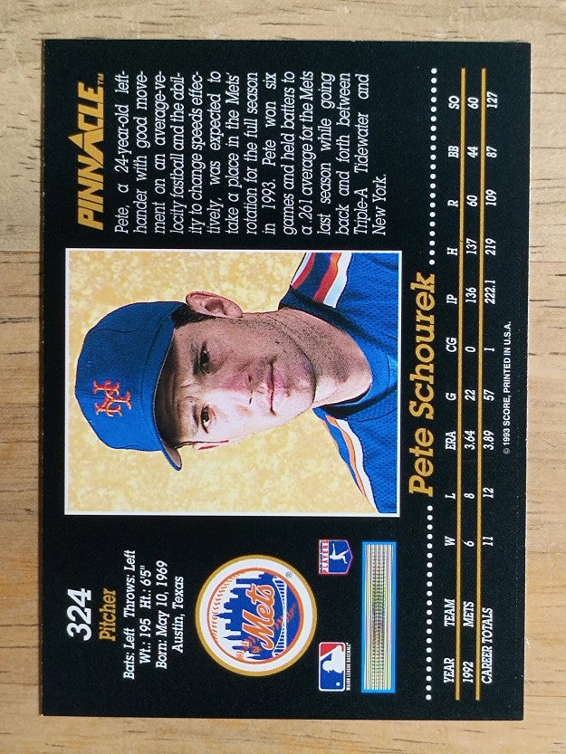1993 Pinnacle #324 Pete Schourek