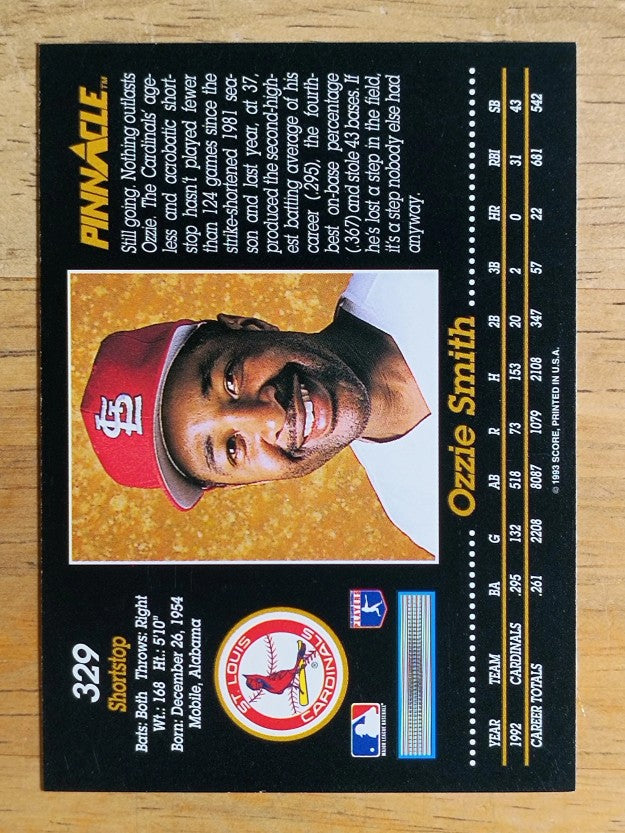 1993 Pinnacle #329 Ozzie Smith