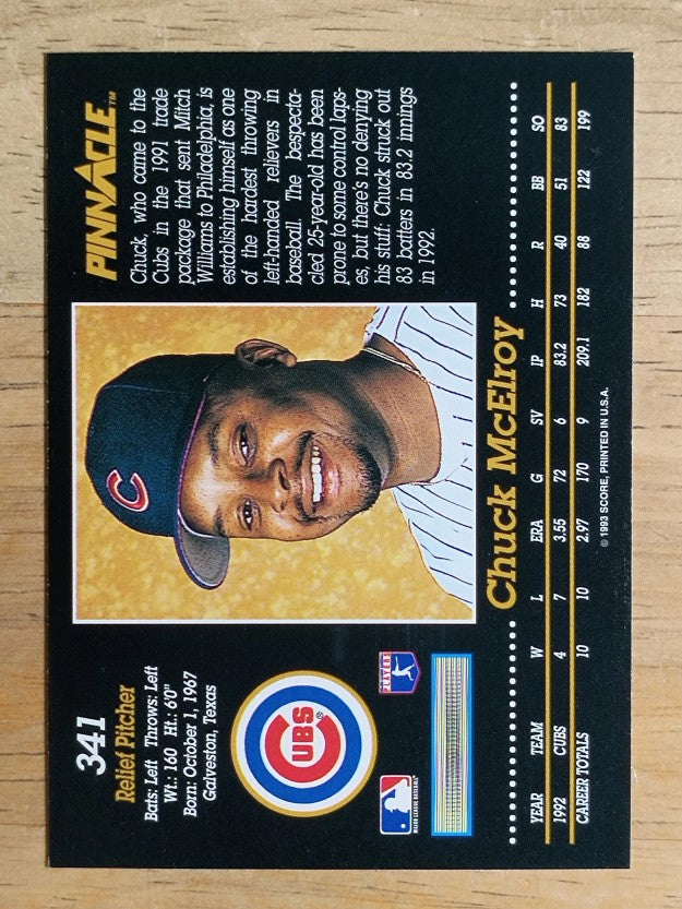 1993 Pinnacle #341 Chuck McElroy