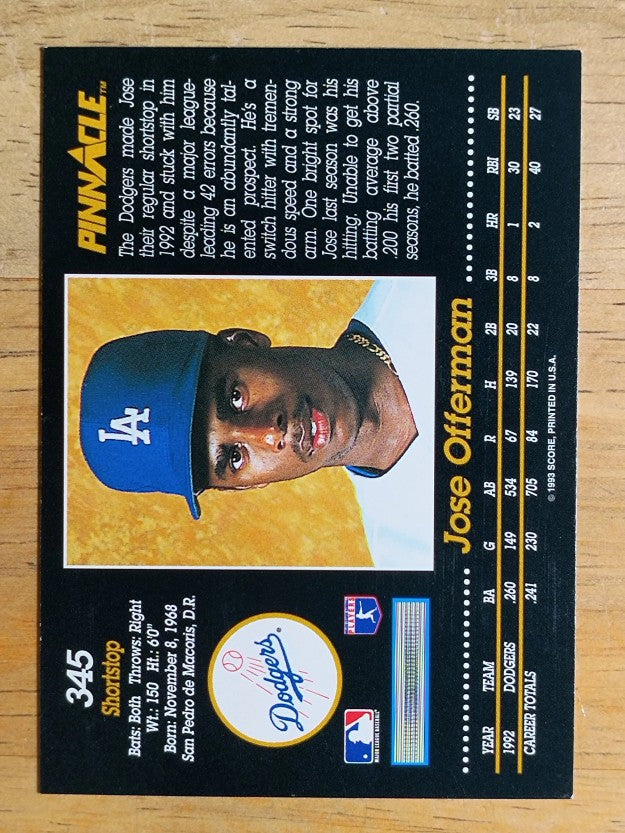 1993 Pinnacle #345 Jose Offerman