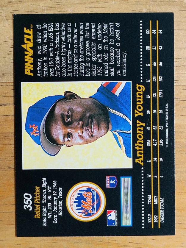 1993 Pinnacle #350 Anthony Young