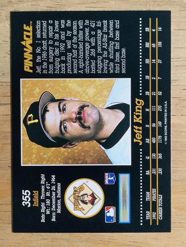 1993 Pinnacle #355 Jeff King